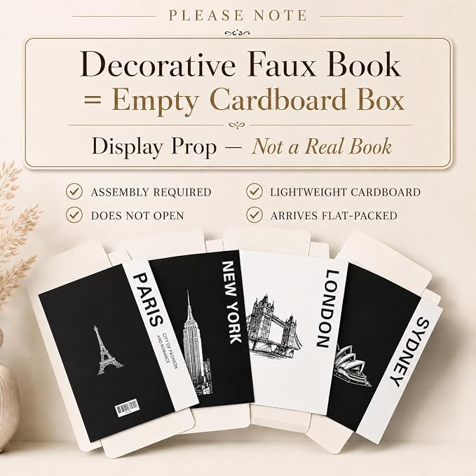 4 Pcs Decorative Books | Faux Travel Coffee Table & Shelf Decor | Worldly - Image 3