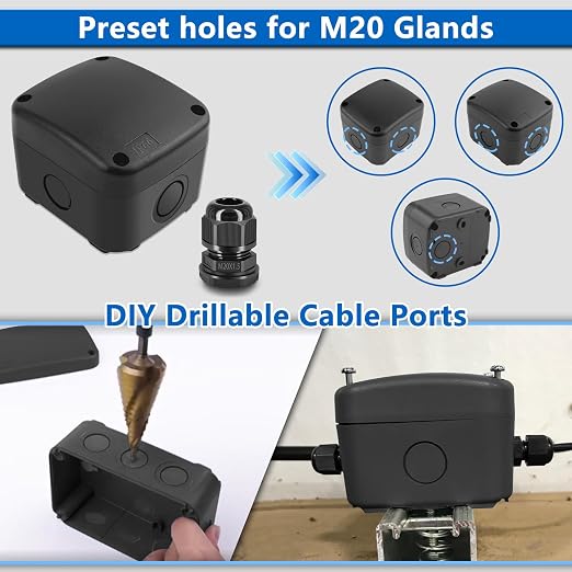 Black Waterproof Junction Box, IP66 Weatherproof Electrical Project Boxes | - Image 6