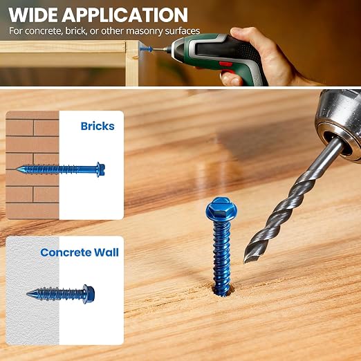 200PCS Concrete Screws, 3/16" 1/4" Masonry Screws - Image 7