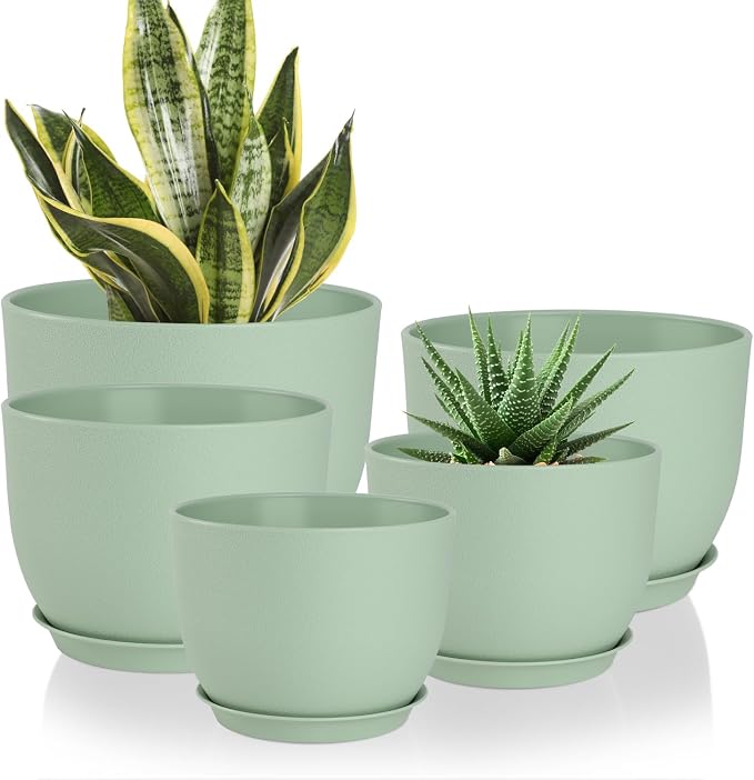 YNNICO Plant Pots 10/9/8/7.5/7 inch Flower Pots by AFamilyofGardenLovers
