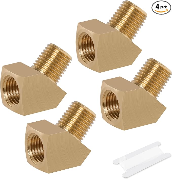 4Pcs Brass Pipe 45 Degree Barstock Street elbow, 1/4" x 1/4" | 1/4 Inch NPT by Ailbiuko