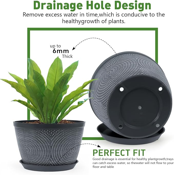 Quarut Flower Pots for Outdoor, Plastic Plant Pots - Image 4