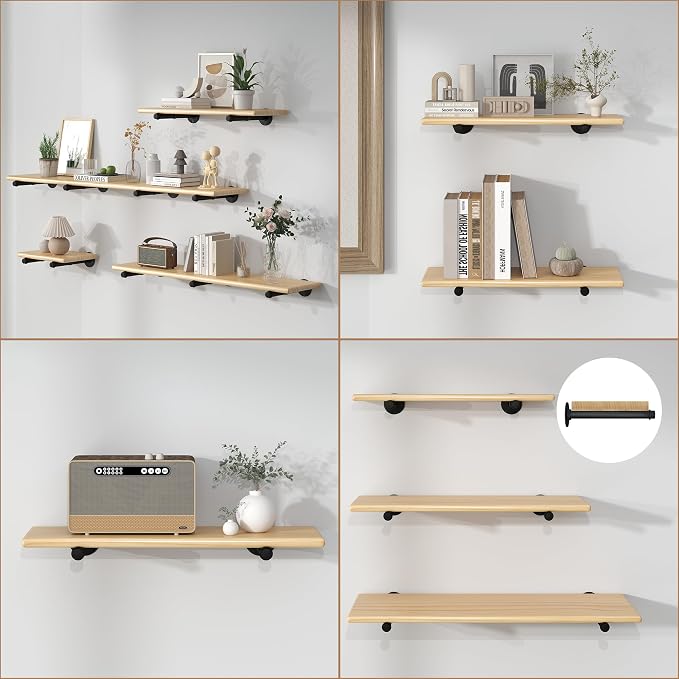 Industrial Pipe Shelf Brackets for 8 Inches Board, Heavy Duty Wall Mounted - Image 8