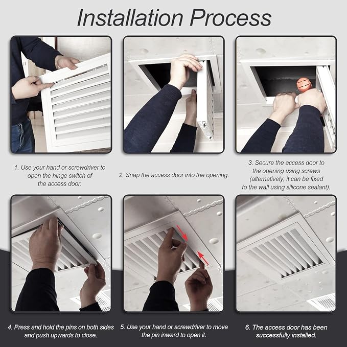 Light Gray Air Return Grille, Aluminum Access Panel - Image 7