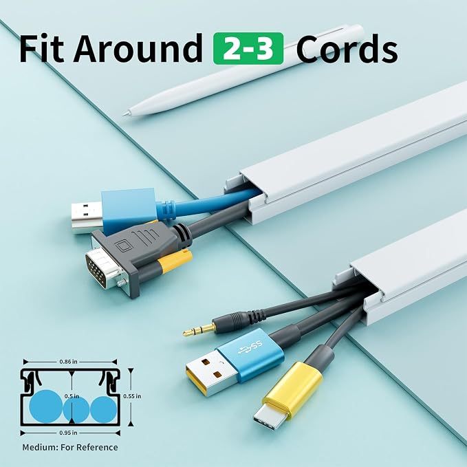 Delamu Cord Hider, 100in Self-Adhesive Cord Cover Kit - Image 2