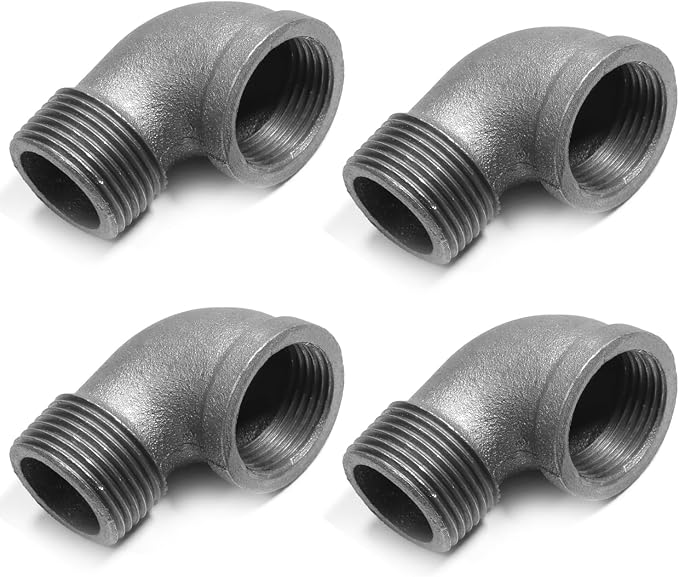 Black Cast Iron 90 Degree Elbow, Female to Male Pipe Fitting, 1/2 Inch Size by SNGSPKPipeFittings