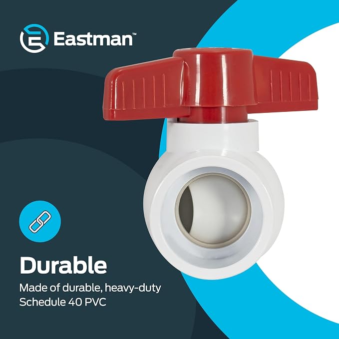 Eastman 1-1/4 x 1-1/4 Inch Slip Schedule 40 PVC Quarter Turn Ball Valve - Image 4