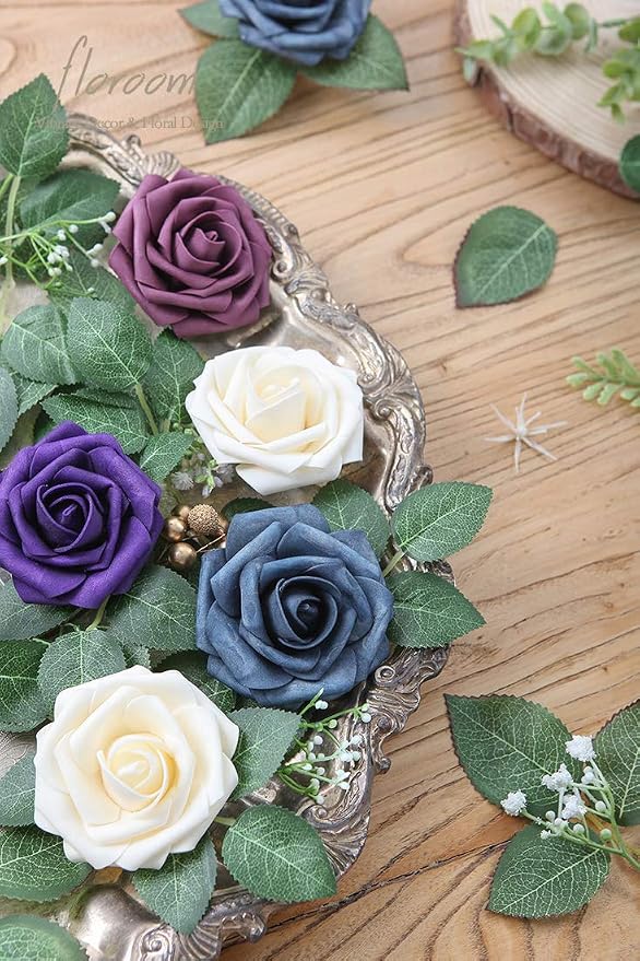 Artificial Flowers 25pcs Real Looking Champagne Foam Fake Roses - Image 4