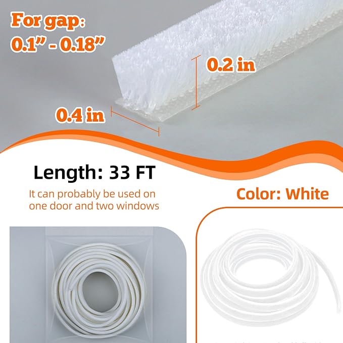 Brush Weather Stripping, Door Brush Seal Strip, Door Soundproofing Strip - Image 2