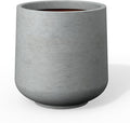 Kante Small Round Curved Pale Gray Concrete Planter 9.4" Dia, Outdoor | Rubber by Unknown