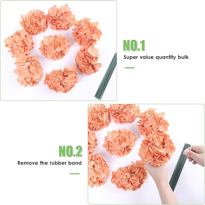 AVIVIHO 65pcs Fake Flowers Terracotta Hydrangea Artificial Flowers Bulk Silk - Image 5