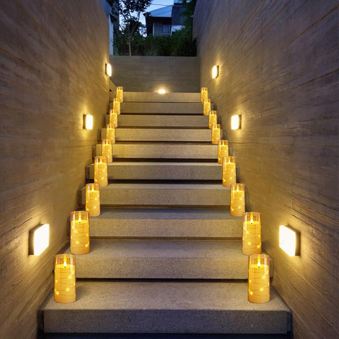 NURADA 3"x6"Flickering Flameless Candles: Built-in Star String Lights Acrylic - Image 4