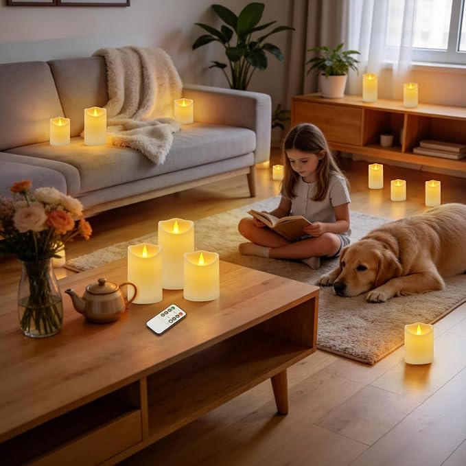 Flameless Candles 4" 5" 6" Outdoor Indoor Pillars Battery Operated Flickering - Image 7
