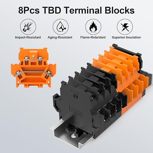 8Pcs TBD Terminal Blocks, Detachable & Assemblable Din Rail Mounted | 600V 10A - Image 2
