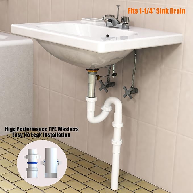 Bathroom Sink Drain Kit, for Most 1-1/4” Bathroom & Kitchen Sink Drain Repair - Image 6