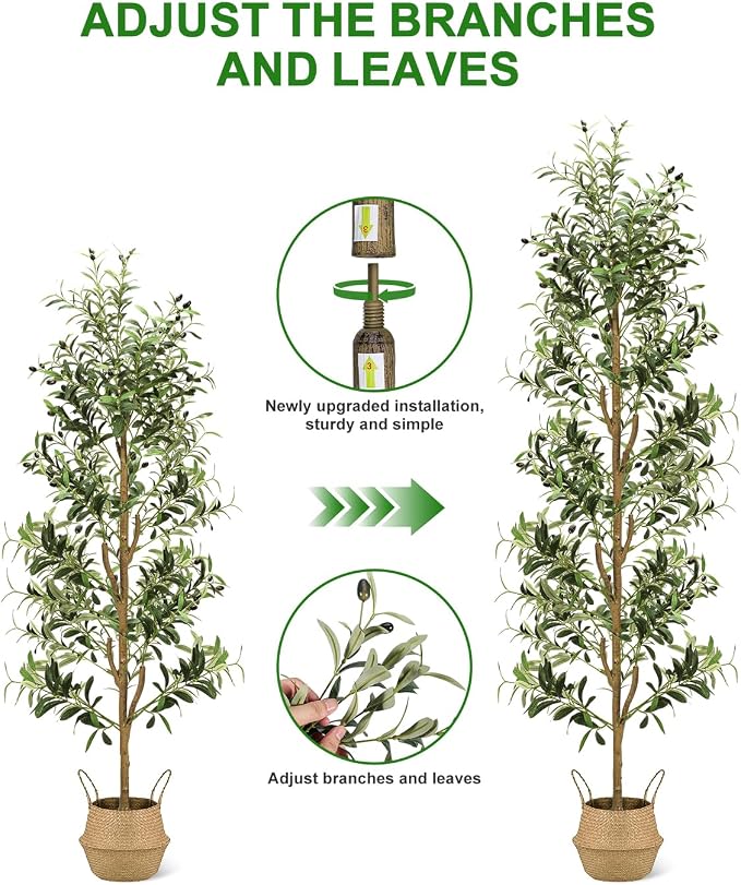 Olive Trees Artificial Indoor 7Ft Tall Faux Plants Large Fake Olivos Tree | - Image 5