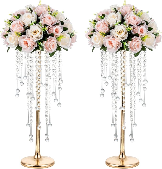 NUPTIO Tall Gold Centerpiece for Table, for Flowers Arrangement, Anniversary by Nuptio