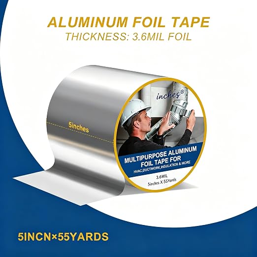 Aluminum Foil Tape, 5 in x 55 yd Heavy Duty Silver HVAC Tape | Aluminum High - Image 2