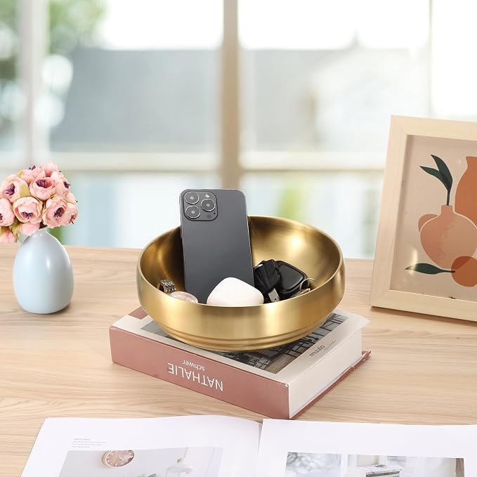 8.3" Golden Key Bowl for Entryway Table Decorative Bowl for Keys | Catch All - Image 2