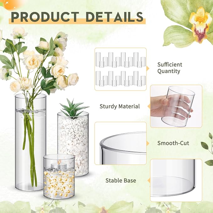 Nuogo 12 Pcs Plastic Cylinder Vases Tall Plastic Flower Vases - Image 2