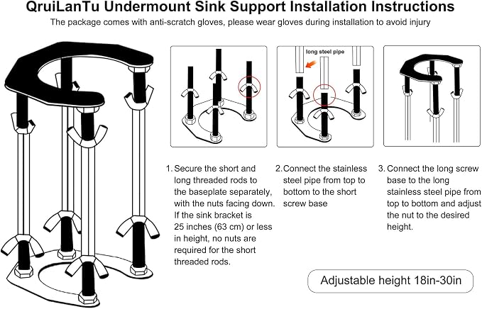 Undermount Kitchen Sink Bracket Space Saving Upright Sink Repair Kit - Image 7