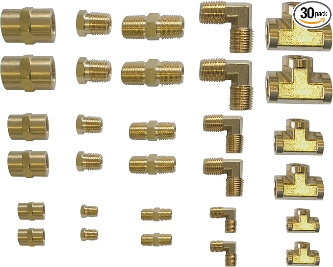 Brass Pipe Fittings, NPT Tee, Hex Head, Hex Nipple, Hex Coupling, 90 Degree by TLTOOLEGIN