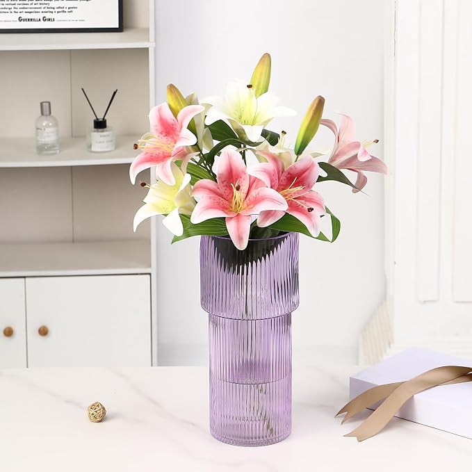Purple Glass Vase, 12 Inches Tall Vase - Image 3