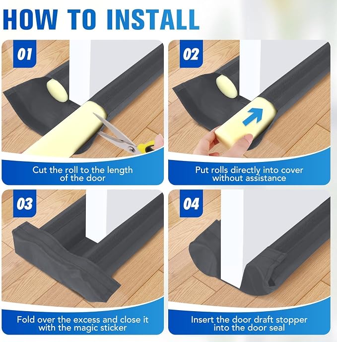 Under Door Draft Stopper, Covers Gap Up to 2.36", 36 Inch, Adjustable Sweep - Image 6