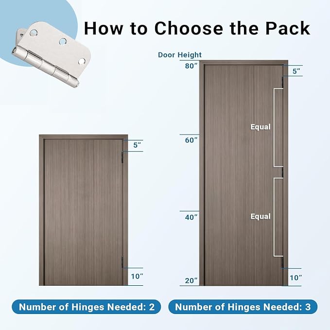 KNOBWELL 3.5 Inch Brushed Nickel Door Hinges, Interior Door Hinges, 18 Pack | - Image 6