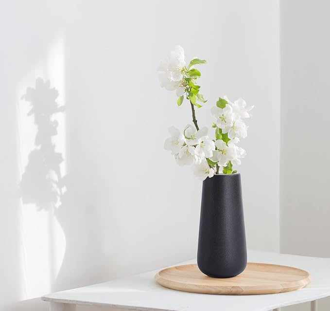 D'vine Dev 8 Inch Ceramic Flower Vase Textured Finishing, Minimalist Design - Image 6