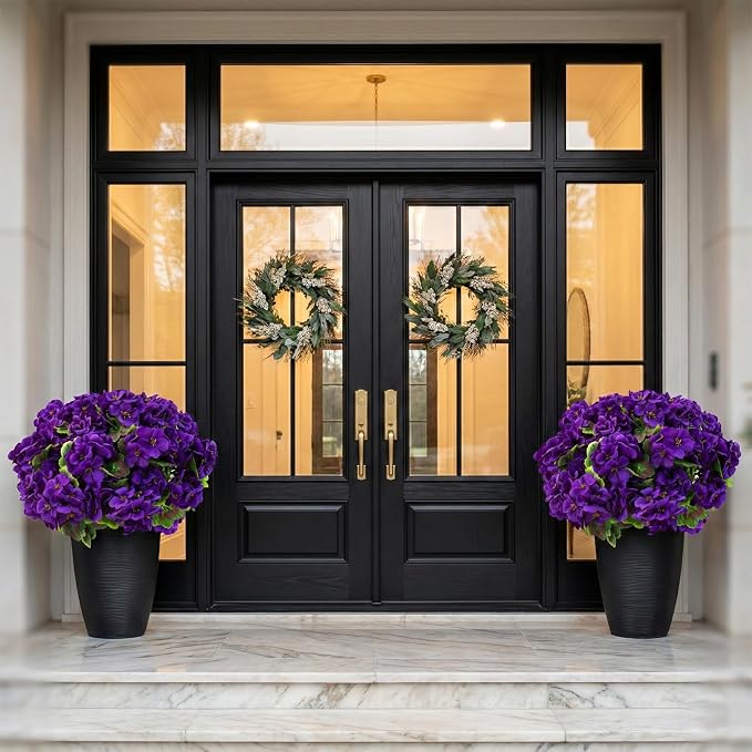 lovemoon 16 Pcs Artificial Geranium Plant Realistic Purple Silk Flowers - Image 7