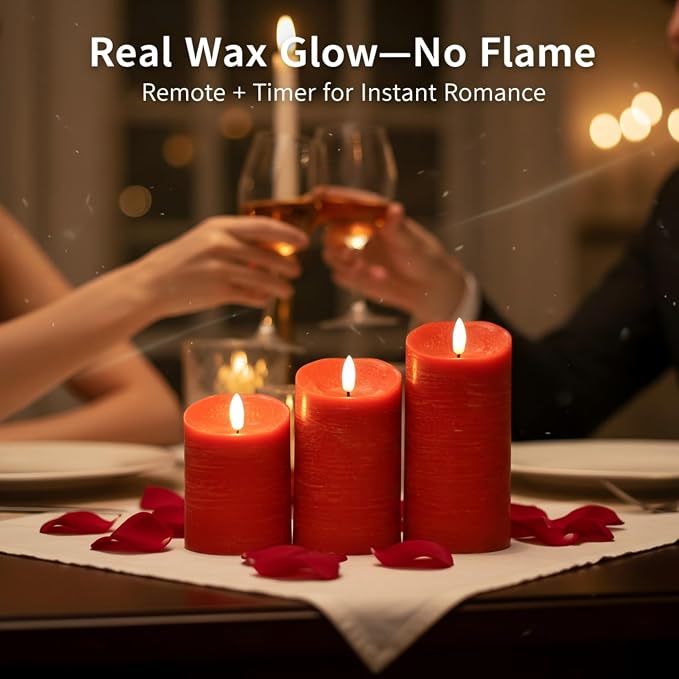 ANGELLOONG Red Candles, Flickering Flameless Candles - Image 3