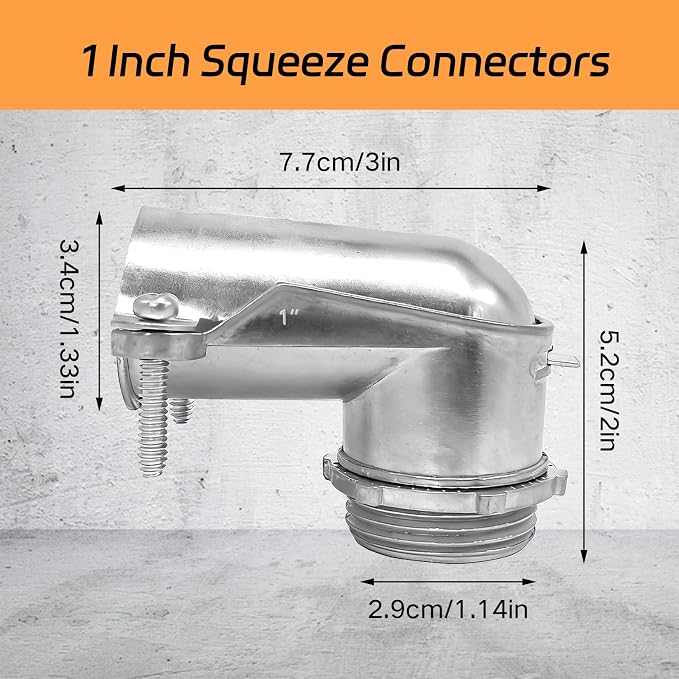 6-Pack 1 Inch 90-Degree BX Squeeze Connectors - Image 2
