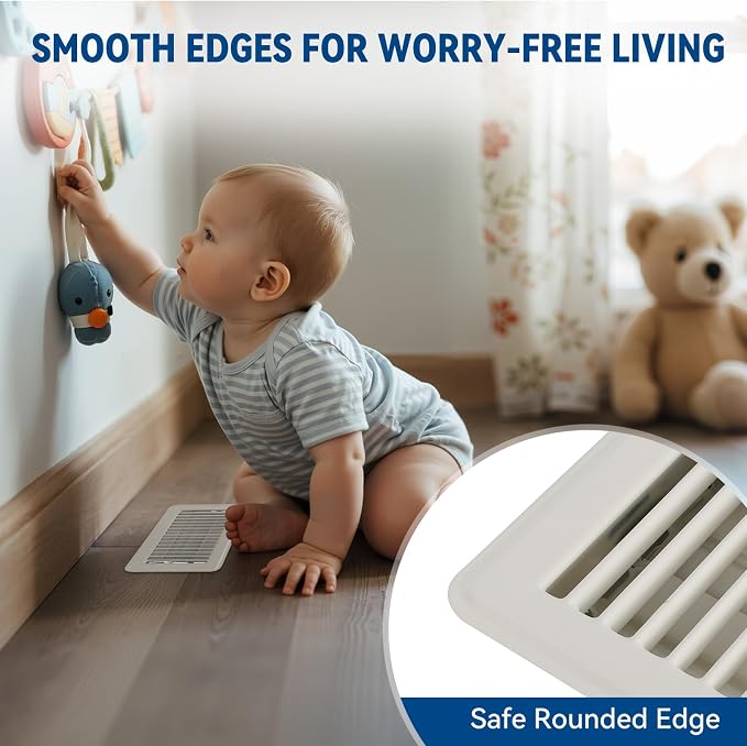 6" x 10" Floor Register Vent Covers 2-Pack, Cream White - Image 4