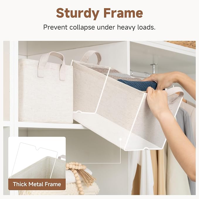 StorageWorks Fabric Storage Bins, Linen Closet Organizers, Metal Frame - Image 5