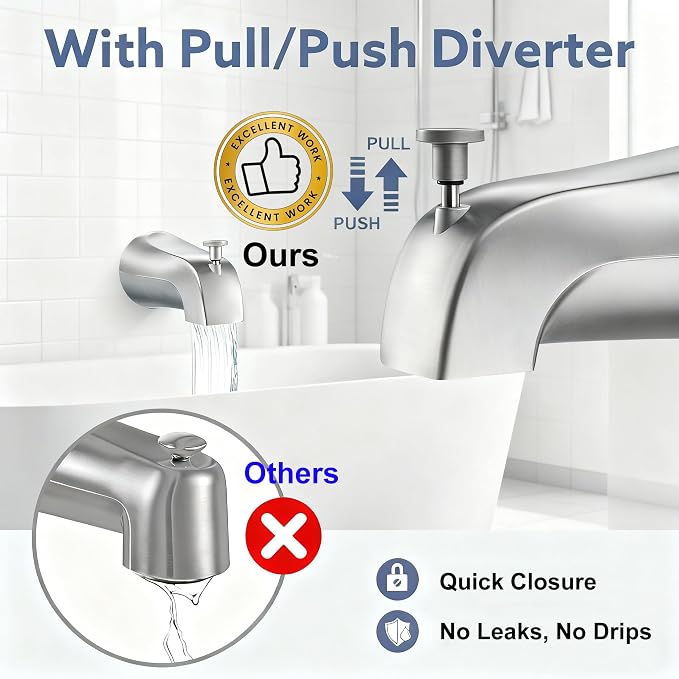 2 Set Universal Tub Spout Diverter Repair Kit Parts, Includes 2 x Diverter - Image 3