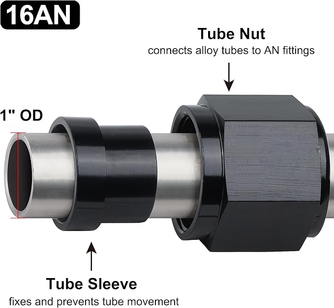 EVIL ENERGY 16AN Female Hardline Tube Nut & Sleeve Aluminum Fitting - Image 4
