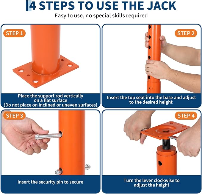 2 Pack Jack Post, House Floor Jack 53"-93", 18000 LBS Basement Jacks | Heavy - Image 3