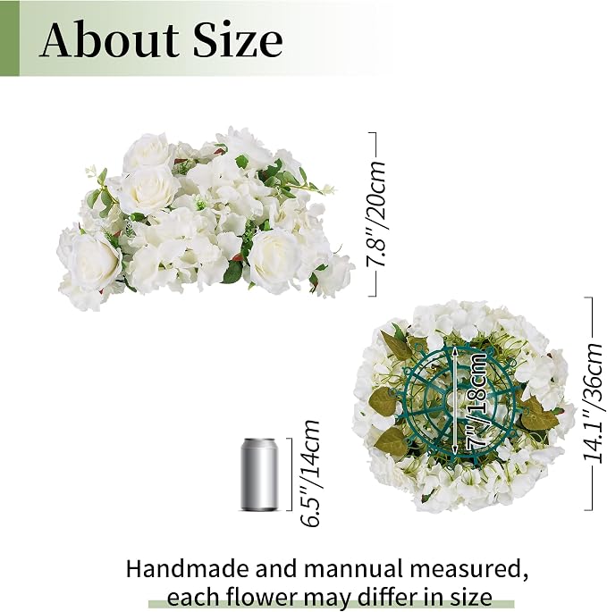 BLOSMON Artificial Flower Balls Wedding Centerpieces 10 Pcs 14.2" Large White - Image 5