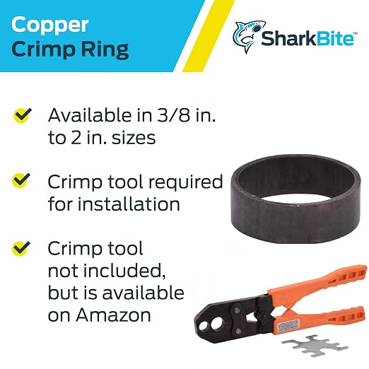 SharkBite 3/4 Inch Copper Crimp Rings, PEX Pipe, 23103CP100 - Image 4