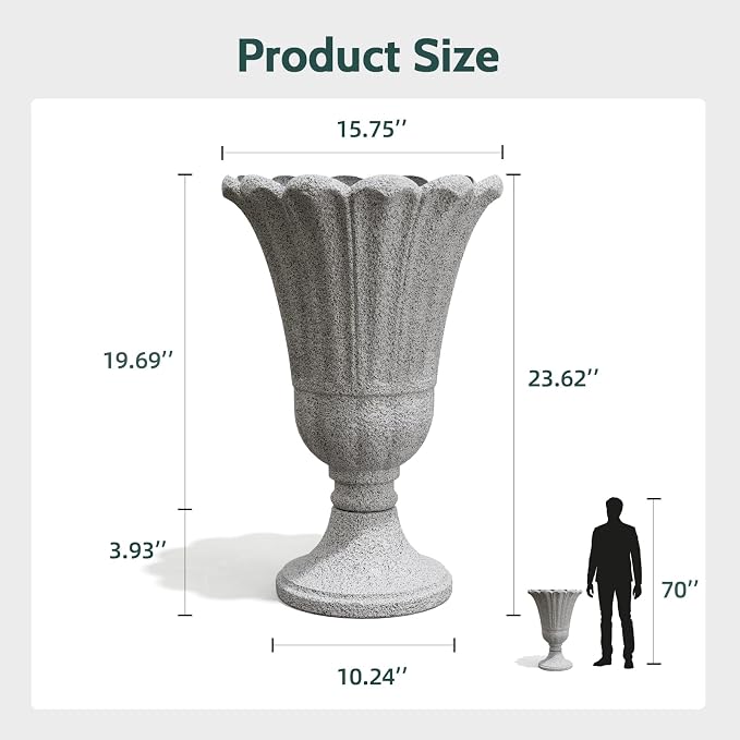 Tall Plastic Urn Planters and Pedestal - Image 2