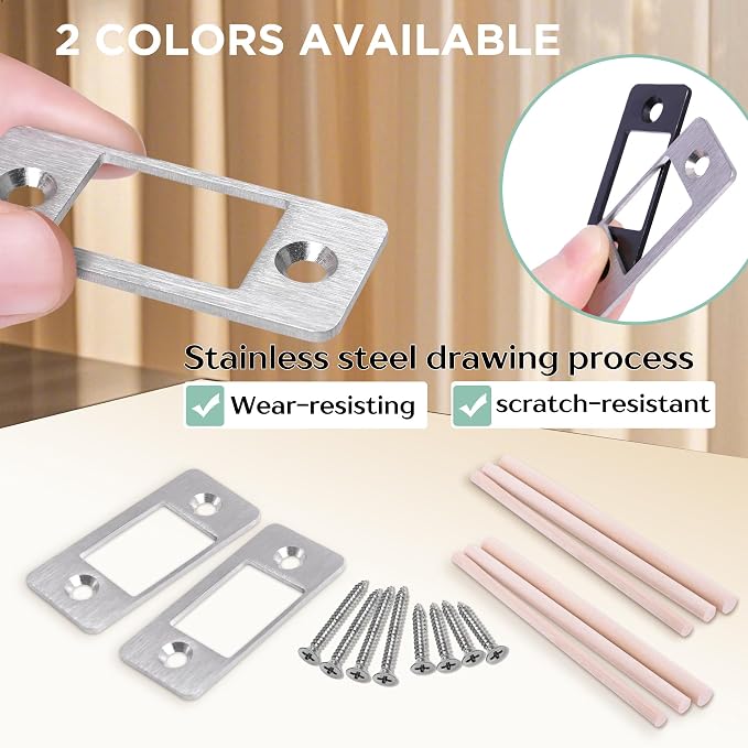 1 Pk Upgrade Large Hole Deadbolt Restorer Strike Plates, Stainless Steel Round - Image 5