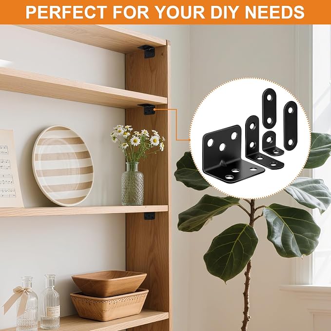 40 Pack L Bracket Corner Brace Kit, 5 Sizes Stainless Steel Corner Bracket | 90 - Image 6