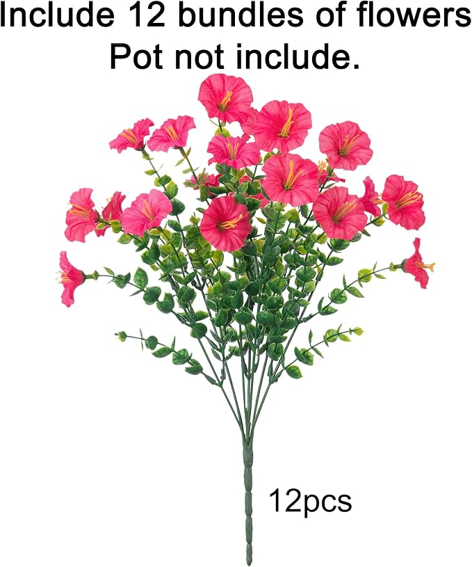 Artificial Flowers for Outdoors Fake Plants Outside Decoration, 12 Bundles Silk - Image 4