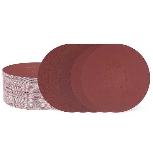 HARFINGTON 80Pcs 9Inch Sanding Disc 8 Hole Hook and Loop Sandpaper Red | by HARFINGTON