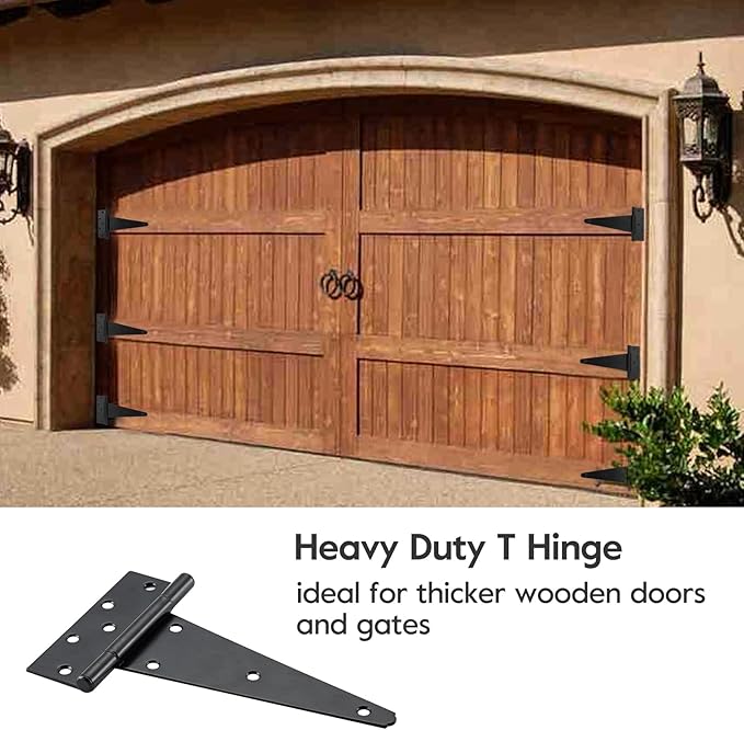 HOME MASTER HARDWARE 10" Heavy Duty Gate Hinges, 6 Pack T Strap Hinges | Steel - Image 7