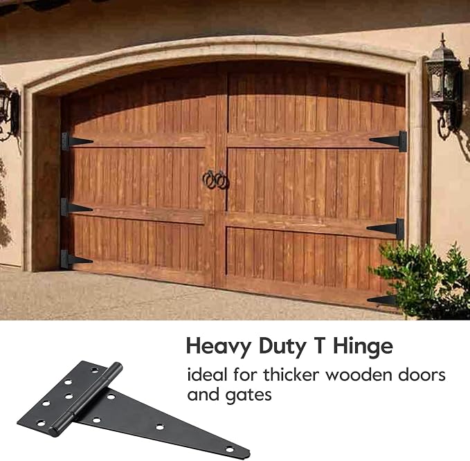 HOME MASTER HARDWARE 10" Heavy Duty Gate Hinges, 4 Pack T Strap Hinges | Steel - Image 6