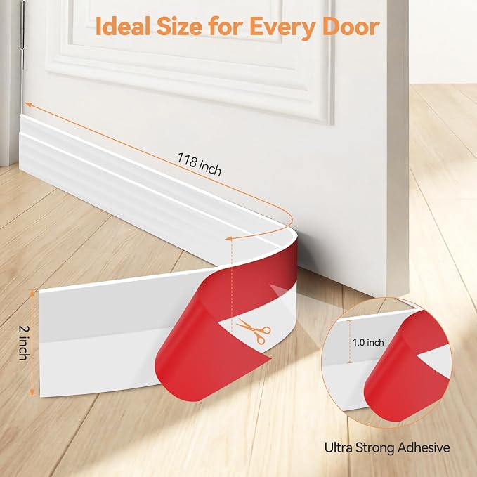 Ohuhu 118" Silicone Door Draft Stopper, - Image 4