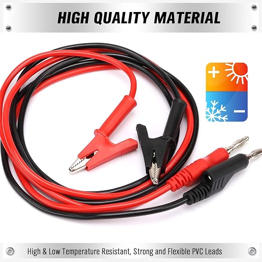 SWANLAKE 2-Piece Banana Plug to Alligator Clip Test Leads, 1000V 15A 3.5ft/1M - Image 4