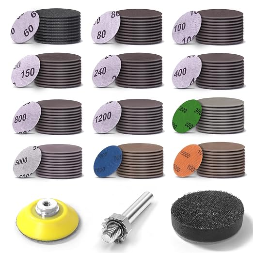 MAXMAN 2" Sanding Discs 120 Pcs, 60-10000 Grit Wet&Dry Sandpaper, by MAXMAN